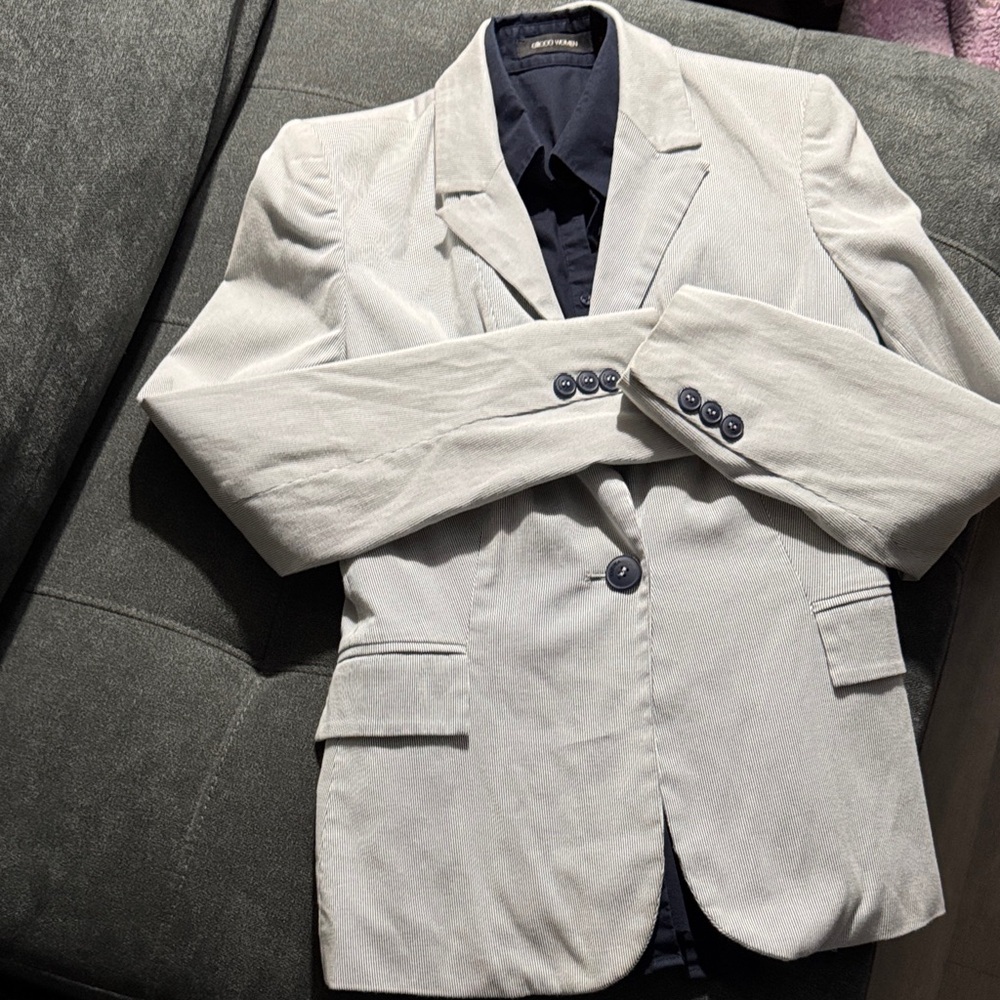 Bundle Papaya Gray Blazer and G2000sleeveless navy shirt with Navy Accents